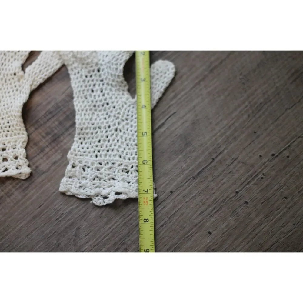 Vintage Crocheted White Lace Gloves